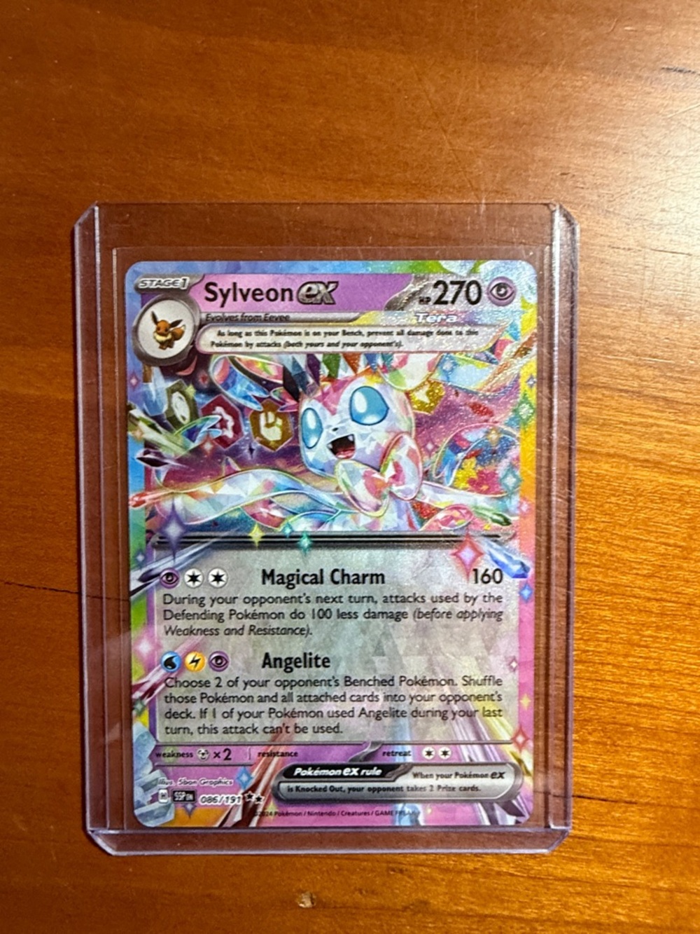 Pokemon Sylveon ex Holographic Card - Pink, White, Blue